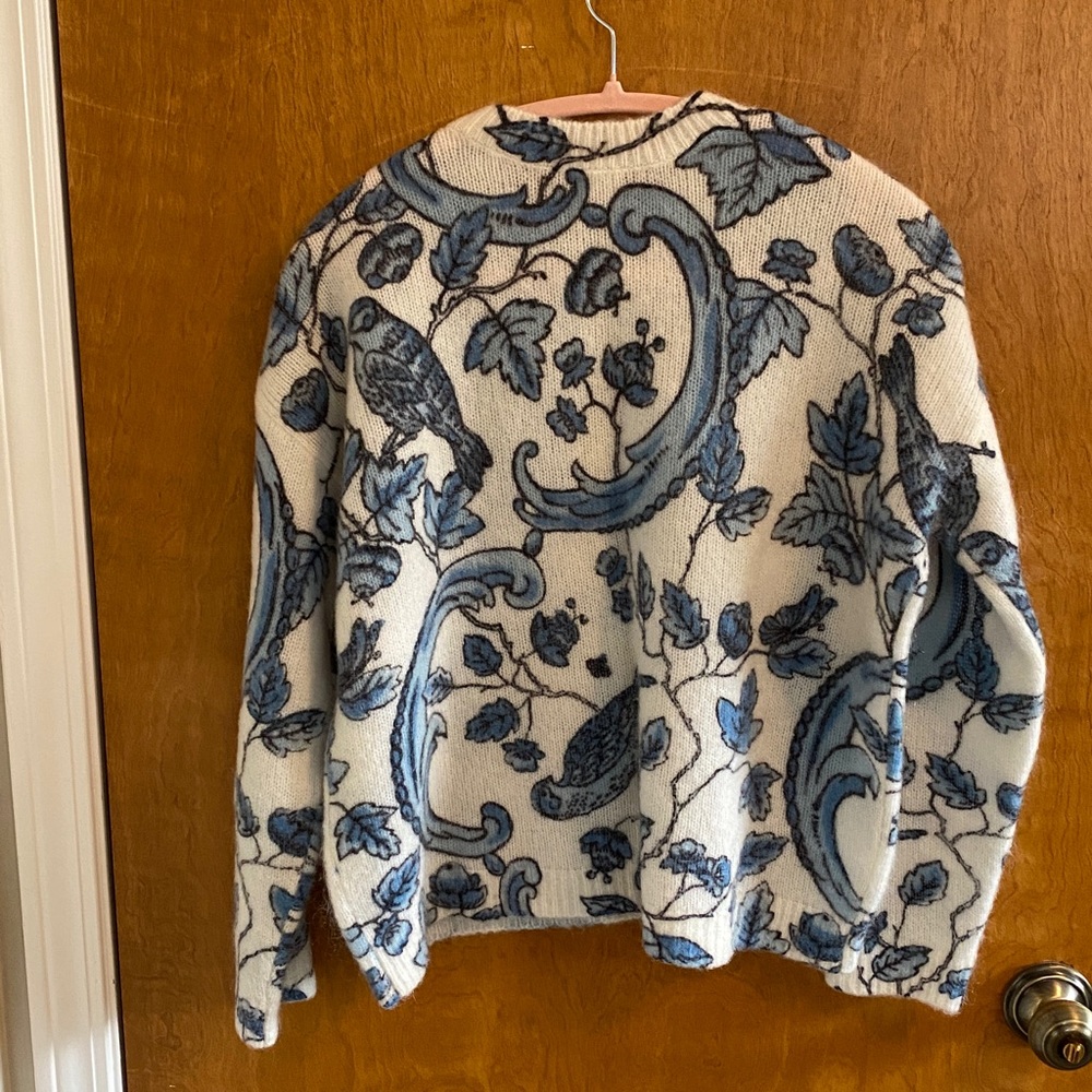 Sezane Thibault Sweater - Sézane X Antoinette Poisson Blue Birds Print - Size M - Picture 5 of 7
